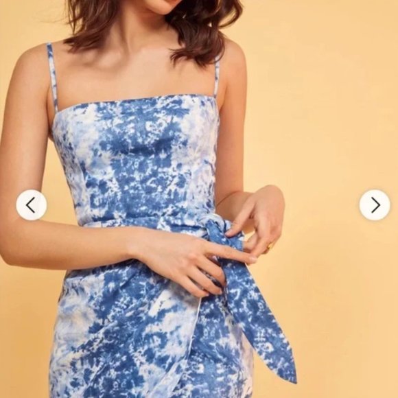 Reformation Marseilles Linen Shibori Dye Dress - Picture 9 of 11